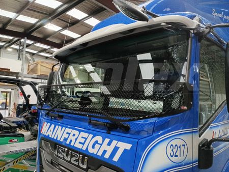 STONEGUARD - BLACK Profile Cut - 'Super Diamond'  to suit Isuzu FSD FRR FSR etc with camera