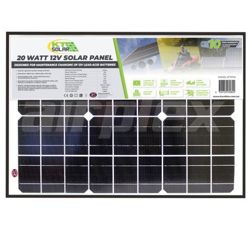 SOLAR PANEL - 20 Watt, 12V Single Cell Mono-crystalline Solar Panel