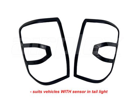 TAIL LIGHT TRIM SET- BLACK - suits vehicles WITH sensor in tail lamp