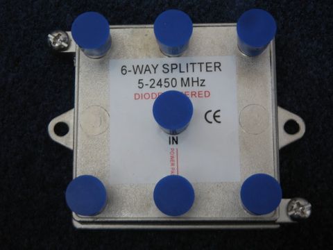 6 WAY F SPLITTER 5-2450MHZ Single power pass