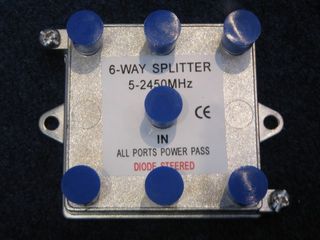 6 WAY F SPLITTER 5-2450MHZ all power pass
