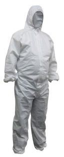 WHITE POLYPROPYLENE OVERALLS MED DISP