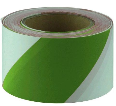 GREEN&WHITE BARRICADE TAPE 75MM X 100M