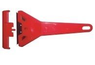 RED PLASTIC SCRAPER WITH H/D BLADE