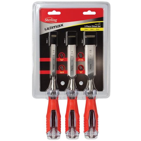 ULTIMAX WOOD CHISEL 3 PIECE 12,19,25MM