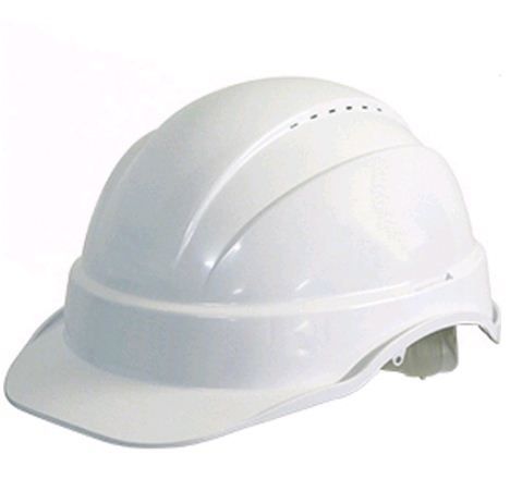 WHITE VENTED HARD HAT - SLIPLOCK HARNESS