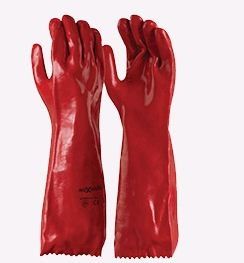 RED PVC SINGLE DIPPED 27CM GLOVE CARDED