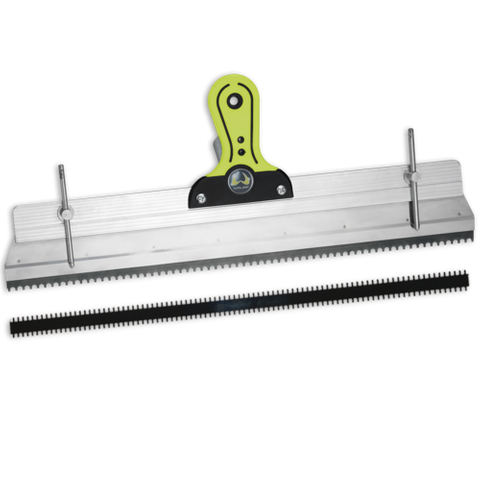LEVELING COMPOUND RAKE WIDTH: 22" LEVELING COMPOUND TOOL NOTCH: 3/16"X5/32"X1/16" (HANDLE SOLD SEPERATE)