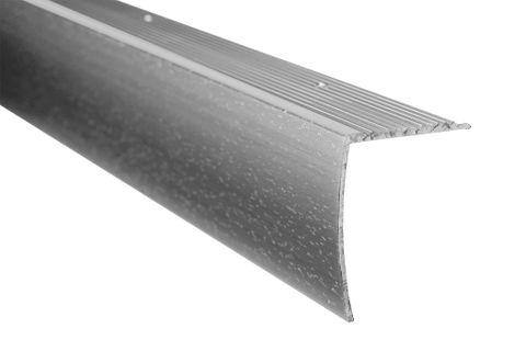 2" DROP T ALUMINUM STAIR NOSING HAMMERED SILVER 12 FT