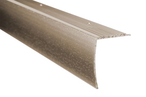 2" DROP T ALUMINUM STAIR NOSING HAMMERED TITANIUM 12 FT