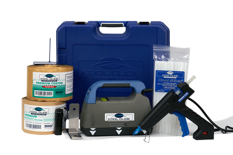 KOOL GLIDE HEAT IRON KIT INCLUDES SEAMING TOOL W/CS, 2ROLLS TAPE, GLUE GUN, WELDING TIP, GLUE STICKS, SEAMING BOARD & UV INSPECTION LIGHT