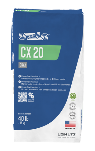 UZIN CX 20 POWERFLEX PROJECT PROFESSIONAL THINSET MORTAR GRAY (54EA/SKID)