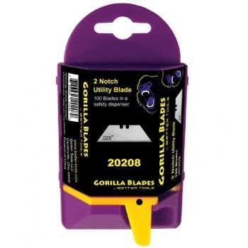 2-NOTCH UTILITY BLADE 100 PACK SAFETY DISPENSER 0.025" THICK