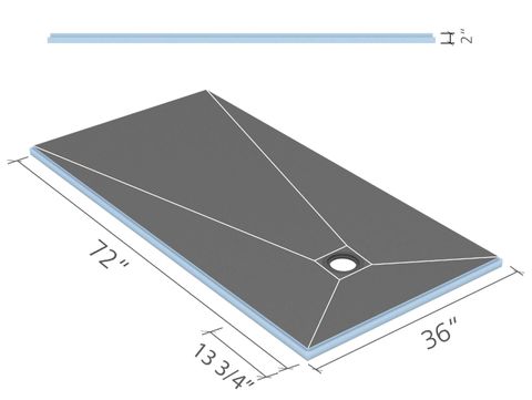 (US9100005) FUNDO PRIMO SHOWER BASE 3' X 6' CLICK AND SEAL OFFSET DRAIN ***DOES NOT INCLUDE DRAIN COVER--SOLD SEPARATELY