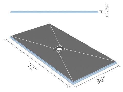 (US9100006) FUNDO PRIMO SHOWER BASE 3' X 6' CLICK AND SEAL CENTER DRAIN ***DOES NOT INCLUDE DRAIN COVER--SOLD SEPARATELY