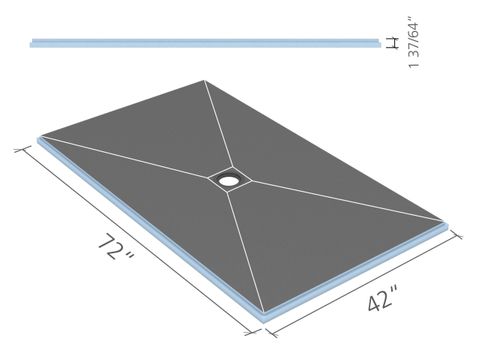 (US9100007) FUNDO PRIMO SHOWER BASE 42" X 60" CLICK AND SEAL CENTER DRAIN ***DOES NOT INCLUDE DRAIN COVER--SOLD SEPARATELY