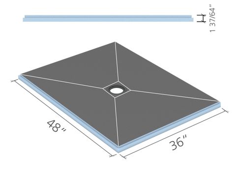 (US9100002) FUNDO PRIMO SHOWER BASE 3' X 4' CLICK AND SEAL CENTER DRAIN ***DOES NOT INCLUDE DRAIN COVER--SOLD SEPARATELY