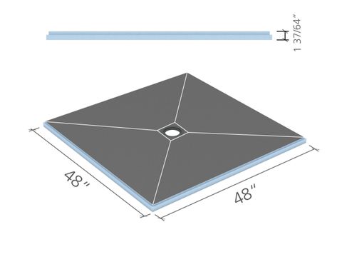 (US9100003) FUNDO PRIMO SHOWER BASE 4' X 4' CLICK AND SEAL CENTER DRAIN ***DOES NOT INCLUDE DRAIN COVER--SOLD SEPARATELY