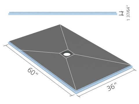 (US9100004) FUNDO PRIMO SHOWER BASE 3' X 5' CLICK AND SEAL CENTER DRAIN ***DOES NOT INCLUDE DRAIN COVER--SOLD SEPARATELY