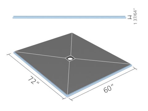 (US9100012) FUNDO PRIMO SHOWER BASE 5' X 6' CLICK AND SEAL CENTER DRAIN ***DOES NOT INCLUDE DRAIN COVER--SOLD SEPARATELY