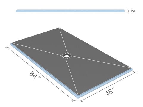 (US9100014) FUNDO PRIMO SHOWER BASE 4' X 7' CLICK AND SEAL CENTER DRAIN ***DOES NOT INCLUDE DRAIN COVER--SOLD SEPARATELY