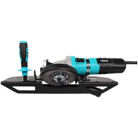 MITRE JOLLY CUTTING SYSTEM CONTAINS CUTTING FRAM WITH 5" ANGLE GRINDER AND 5" EDGE CUTTING BLADE. CUTTING ANGLE FROM 45-48