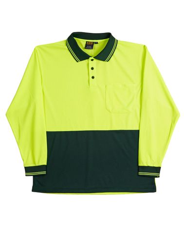 Safety Polo L/S Fluro Ylw/Btl