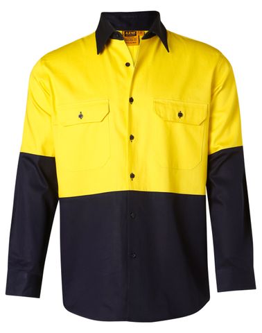 Hi-Vis L/S Safety Shirt Ylw/Nv