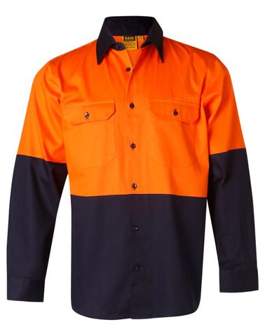 Hi-Vis L/S Safety Shirt Org/Nv