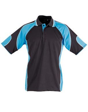 Alliance Mens Polo Blk/Aqu