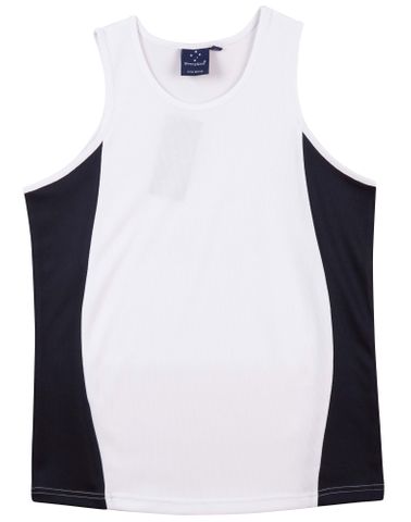 Teammate Mens Singlet Wht/Nvy