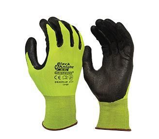 Hi-Vis Black Knight Gripmaster Coated Glove - Large - Pack of 12. Cut resistant with excellent Grip in wet & oily conditions.