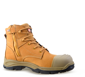 The Sparky - Side Zip Lace-Up Safety Boot  Wide Fit - Wheat