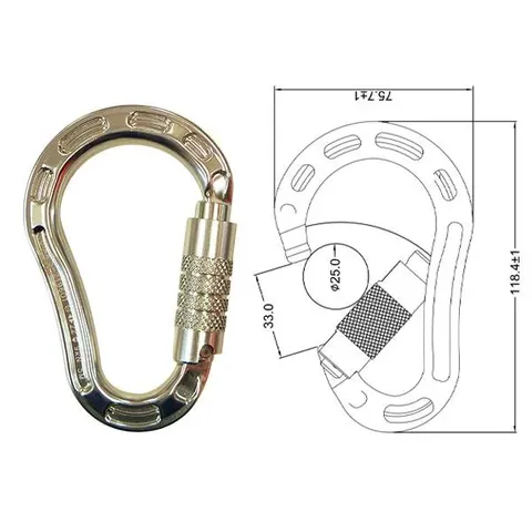 Carabiner Alloy Triple Locking with Side Swing