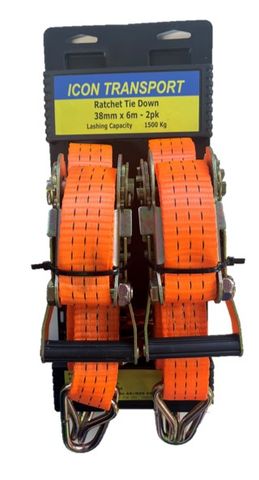1.50T LC 35mm x 6M Cityhaul - H & K - Ratchet Tiedown (Pair)
