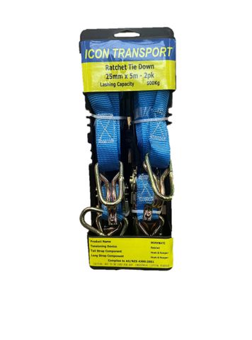 0.500T x 5M Workmate - Ratchet Tiedown (Pair)