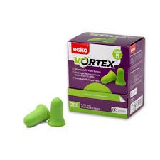 Vortex Earplugs Bell Shaped Green foam uncorded Class 5, Box 200 pairs
