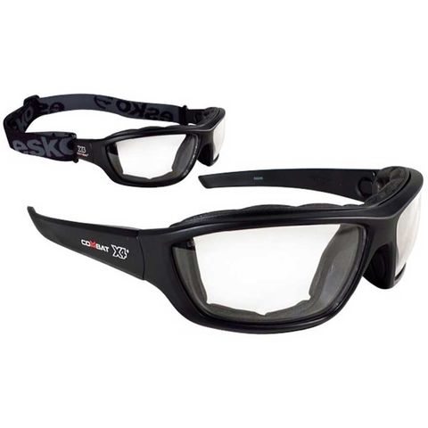 Combat X4 Safety Eyewear, Clear Lens, High Impact, Foam Bound, anti-fog & anti-scratch