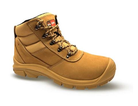 The Murray - Side zip lace-up safety boot, wide fit Wheat