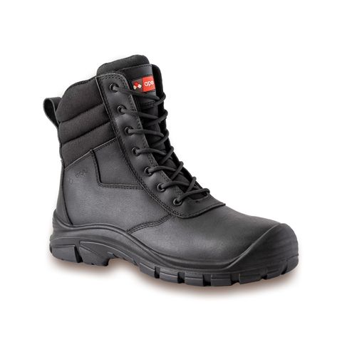 The Waihi -Side Zip High Leg Lace-Up Safety Boot  Wide Fit - Black