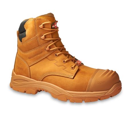 The Goldie - Zip Lace-Up Safety Boot  Wide Fit - Wheat