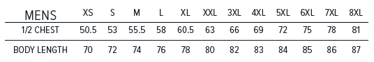 Alphaweld Fishing Shirt Sizing Guide