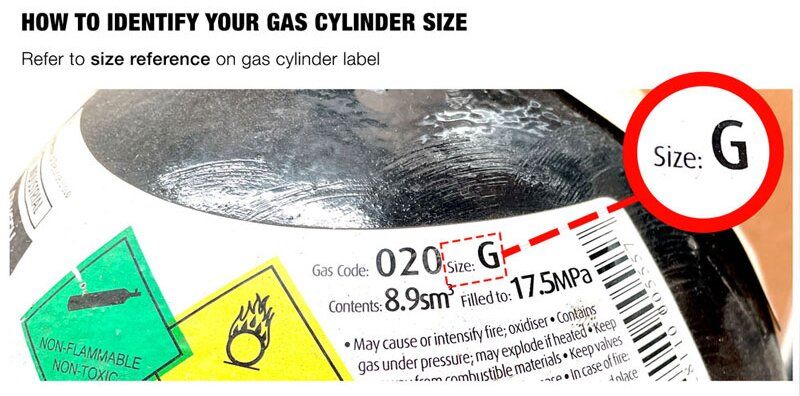 Identifying your gas cylinder size - Alphaweld