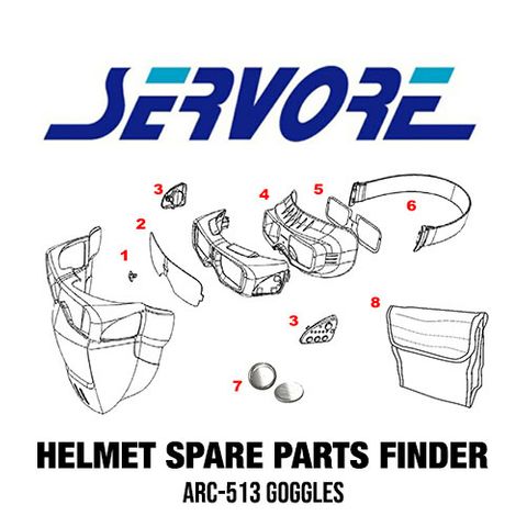 Servore Arc-513 Auto Dark. Goggles Parts