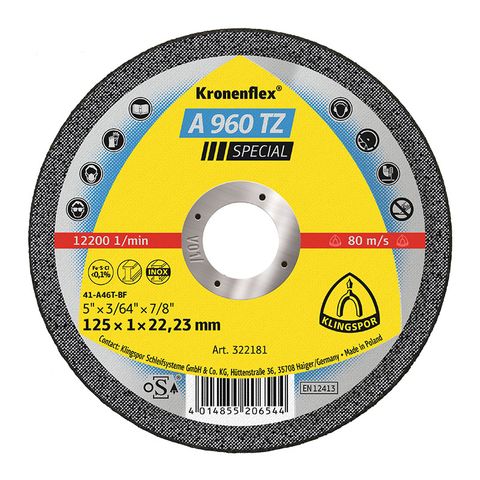 Kronenflex Cutting Disc A960TZ 125 x 1.0 x 22 PK25