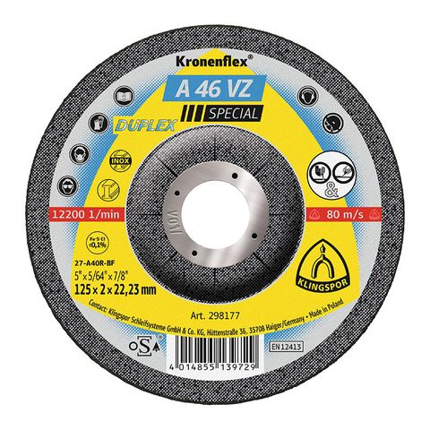 Klingspor Cutting Disc A46VZ Special 125 x 2.0 x 22mm PK25