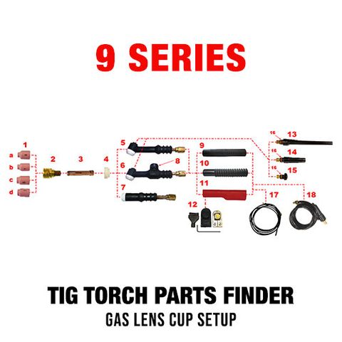 WP9 Series Gas Lens Cup TIG Torch Setup