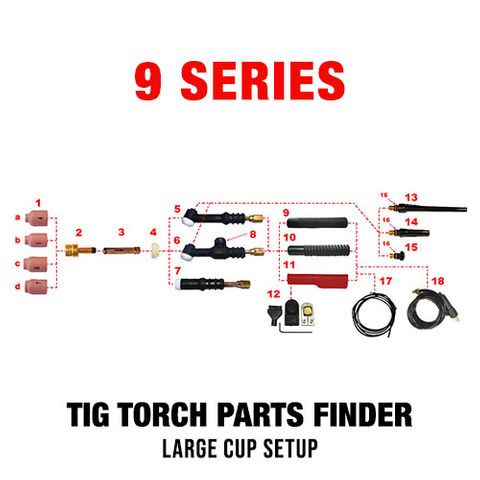 WP9 Series Large Cup TIG Torch Setup