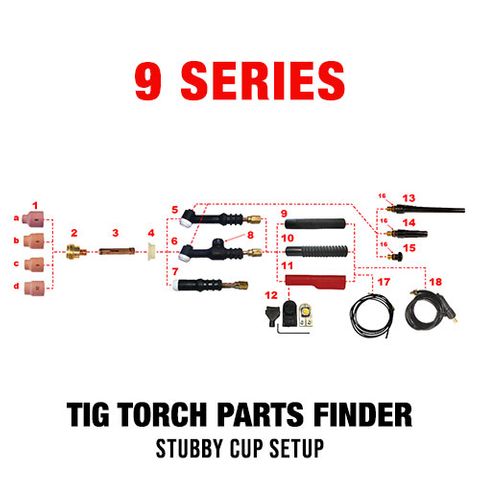 WP9 Series Stubby Cup TIG Torch Setup
