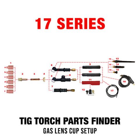 WP17 Series Gas Lens Cup TIG Torch Setup